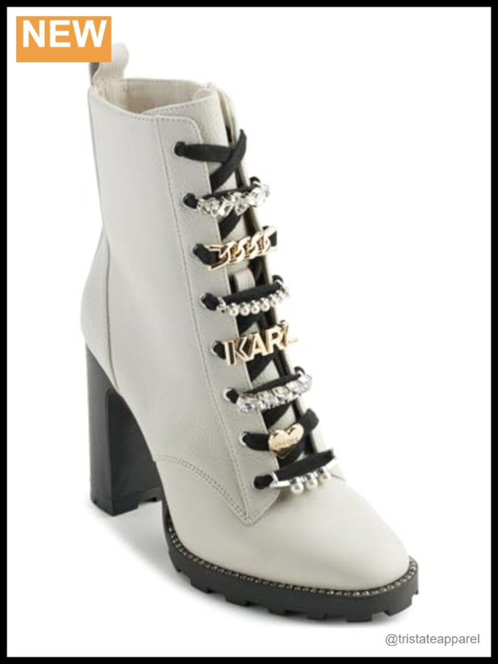 Faux Leather Studded Round Toe Block Heel Bootie Ankle Zip
